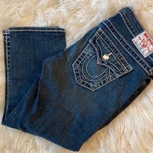 True Religion Disco Lilly Big T Capri jeans with rhinestones!
